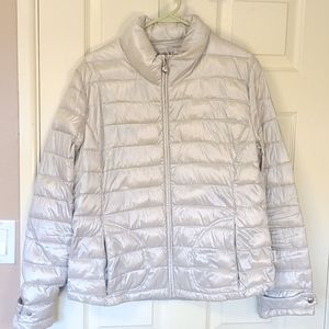 Calvin Klein women's silver, premium down filled, puffer jacket